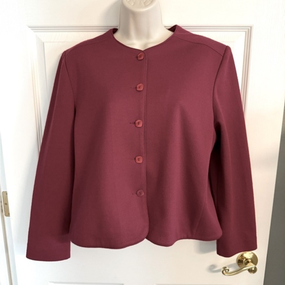 Vintage Koret Women's Burgandy Button-Up Blazer Made in USA